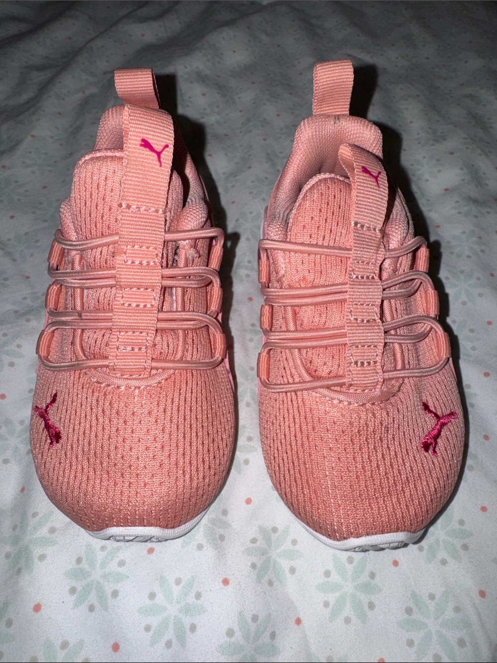 Puma Kids Peach-Pink Knit Slip-On Sneakers